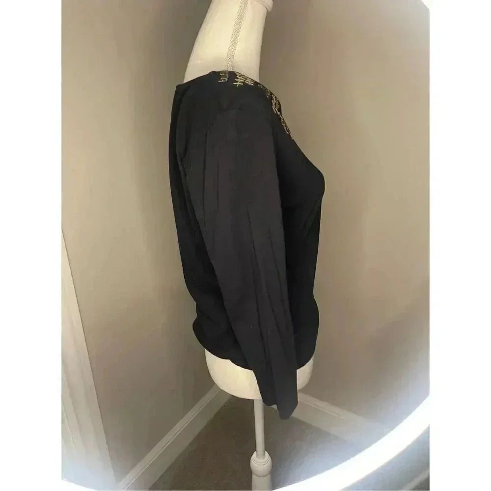 Ruby Red Size Small 3/4 Sleeves Black Top Metalli… - image 3